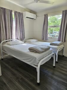 Single bed with Air conditioning above
