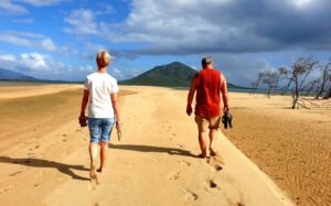 Strolling On A Tropical Beach In The Afternoon